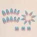 Buy IMSOHOT Almond Press on Nails - Medium Blue Glitter Gradient False Nails with Rhinestones - 24pcs Glossy Acrylic Nail Designs for Women - Buy Online on GoSupps.com