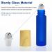 Frosted Glass Essential Oil Roller Bottles 10pcs - Dark Blue, Wood Grain Cap, Stainless Steel Roller Balls - 10ml Empty Perfume Bottles - Buy Online on GoSupps.com