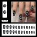 Medium Oval Press on Nails - Black Cat Star | Glossy Reusable Artificial Nails for Women | Full Cover Stick-On Acrylic Manicure - Buy Online on GoSupps.com