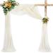 Wedding Arch Fabric Drape Ivory 3 Panels 6 Yards Sheer Backdrop Curtain Chiffon Fabric for Party Ceremony Stage Reception Decorations Ivory 6 Yards