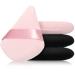 Triangle Makeup Sponge 4 Pcs Cosmetics Face Powder Puff Foundation Soft Triangle Velvet Body Powder Cushion Puff Dry Wet Powder Puff Pads for Loose Powder (Black Pink)