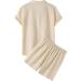 GXLONG Men's Casual Cotton Linen 2 Piece Pajama Set - Short Sleeve Shirt & Drawstring Shorts | Loungewear & Beach Yoga Outfit | XX-Large, Khaki - Buy Online on GoSupps.com