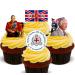 King Charles Coronation - Edible Cupcake Toppers - Stand-up Wafer Cake Decorations (Pack of 24)