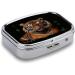 Decorative Tiger Print Pill Box | 2 Compartment Portable Medicine Organizer for Pocket & Purse - Buy Online on GoSupps.com