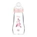 MAM Feel Good Glass Baby Bottle Wide Mouth Milk Bottle with Size 1 Teat +0 month - pink Squirrel & Bird - 260 ml