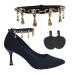 Ankle Straps for Heels Too Big Anti-slip Ankle Women Shoelace Diamond Decorations for Holding Loose High Heels Pumps Black 9inch
