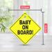 2pk Bright Yellow Baby On Board Sign for Car | Child on Board Car Sign | Powerful Suction Cups | Glass Surface Attachment - Buy Online on GoSupps.com