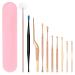 DJCIW 10Pcs Ear Wax Removal Stainless Steel Ear Wax Removal Tool Ear Cleaning Kit Ear Curette Cleaner Ear Picks Digger Tweezers Spiral Spring Ear Spoon Set with Storage Box (Rose Gold)