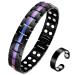 Vicmag Men Magnetic Bracelets Titanium Steel Magnet Bracelet Ultra Strength Double Row 3500 Gauss Wristband Brazaletes with Adjustment Tool & Jewelry Gift Box (Purple Line)