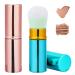 Retractable Foundation Brush 2 Pack Travel Blush Brush Kabuki Brush Portable Powder Foundation Brush with Cover for Blush Bronzer Buffing Highlighter Powder Cosmetics (Blue & Pink) Blue & Pink Gold