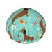 Dachshunds on Turquoise Floral Shower Cap for Women Double Waterproof Layers Bathing Shower Hat Large Designed for all Hair One Size Dachshunds On Turquoise Floral