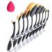 Dolovemk Oval Makeup Brush Set 10-part mixed brush for eyeshadow/foundation/blush professional makeup brush for concealer/bb cream beauty sponge blender (black)