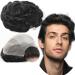 Real hair toupet for men yanahair wavy hair 0.04-0.06mm V-Loop PU thin skin hair system yanaair European real hair parts toupet real hair wig man (10x8 " #1b natural black)