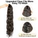 MODSIGHT 24 Inch Black Brown Wavy Ponytail Extension - Synthetic Corn Wave Long Clip Ponytail for Women and Girls - Buy Online on GoSupps.com
