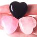 Xianvxi 1.2 "Heartstones amethyst stone rose quartz clear quartz healing crystals heart hate stones large gemstones set 3PC black obsidian + ros crystal + clear crystal
