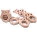 Wendysun 3pcs Cartoon Wood Teether Set - Natural Owl Shape Baby Teething Toy - Buy Online on GoSupps.com