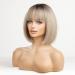 HAIRCUBE Short Blonde Bob Wig for Women | Synthetic Hair with Dark Roots and Bangs - Buy Online on GoSupps.com