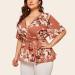 Women's Plus Size Pink V-Neck Wrap Blouse with Waist Belt - Casual Short Sleeve Tee for Large Sizes - Buy Online on GoSupps.com