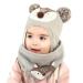 DORRISO Cute Kids Caps Scarf Set Autumn Winter Kids Newborn Baby Caps and Scarf Girls Boys Knitted Warm Comfortable Beanies Hat Gray L