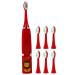 Electric Toothbrush Children USB Rechargeable - Electric Toothbrush Kids 6-12 Toothbrush Soft Hair Cleaning Tool for Child Boys and Girls Bathroom Products (Red)