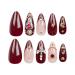 Buy 24 Pcs Claret Press-On Nails - Short Almond SHANRUN 5D Rhinestone Charms Glossy Gel Full Cover Acrylic Nail Tips Kit with File & Glue - Design A13 - Buy Online on GoSupps.com