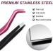 FADVAN Pink Stainless Steel Lash Applicator Tool Set - 2 Pcs Cluster Lash Tweezers with Eyebrow Tweezers for DIY Eyelash Extensions - Buy Online on GoSupps.com
