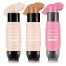 3Pcs Highlighter Makeup Contour Sticks Cream Blush Stick for Cheeks & Lips Highlighter Bronzer Pen Face Brightens Shades Pen Highlighting Shade Contour Stick & Highlighter for All Skin High Gloss White & Contouring & Milk Tea Pink 3 count (Pack of 1)