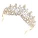 Minkissy Women's Tiara with Comb | Crystal Crown Headband for Bridal & Princess | Elegant Gold & White Rhinestones - Buy Online on GoSupps.com