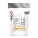 PhD Nutrition Super Greens Powder Mango Flavour High Fibre Low Sugar Blend of 18 Nutrient Rich Fruits and Vegetables 300 g