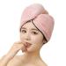 Bathroom shower turban adults fast -drying hair turban with button towel soft microfiber hair dryer towel elastic head towel coral fleece sucking hair towel woman girls pink