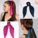 Satin Hair Scrunchies with Bow - 6 Pcs Solid Colors | Silk Elastic Hair Bands for Ponytail Holder - Buy Online on GoSupps.com