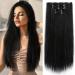 Clip in Hair Extensions Straight Black 22 Synthetic Thick Blonde Curly Wavy 5PCS - Buy Online on GoSupps.com