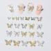 22 Pcs 3D Butterfly Nail Charms Crystals Diamonds Rhinestones, Metal Alloy Gold Silver Butterflies Charms Gems Design for Women Nail Art Decoration Craft Jewelry DIY. Butterfly-1 Gold Silver
