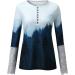 Women's Fitted Ribbed Knit Henley T-Shirt | Long Sleeve Tunic Lace Top | Casual Button Down Blouse - Small Blue - Buy Online on GoSupps.com