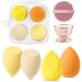 AUAUY 6 Pcs Makeup Sponges Blender Set 4 Pcs Professional Beauty Sponge Foundation Blending Blender with 1 Sponge Holder 1Powder Puff Multi-colored Makeup Sponges for Cream Liquid and Powder 4pcs-Yellow