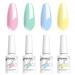 Vishine Gel Nail Polish Set - 4 Pastel Creme Color Spring Summer Baybe pink Mint green Sky Blue Yellow Nail Gel Nail Art Long-lasting Salon DIY Manicure 8ml C024 Set C024