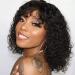 Matriarchs 12 Inch Curly Wig With Bangs Short Bob Wigs With Bangs For Black Women Natural Black Synthetic Hair Wigs 120g 1B 12 Inch 1B