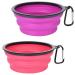 Petbonus dog bitches foldable dog bowl 2 pieces of silicone water bowl on the way for dogs portable leak -proof travel bobs with carabiners for dogs for water and food (purple pink) 1000ml pink and purple