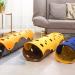 Foldable Cat Tunnels Bed with Holes - DIY Pet Play Mat for Interactive Fun - Grey Yellow Felt Cloth Design for Infinite Extension - Buy Online on GoSupps.com