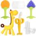 Chuya Teething Toys (4 Pack) Teething Toy for Baby Teethers with Banana Baby Toothbrush Teeth Brushing BPA-Free Chew Toy Infants Toddlers Silicone Baby Teething for Babies 0-6 Months Fruits+Giraffe (4Pack)