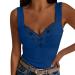 Sports bras for women sleeveless top women deep V-neck versatile pointed tops aesthetic wearer stretchless undershirt sexy y2k basic tank top summer tops s blue