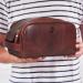 Premium Leather Toiletry Travel Pouch | Waterproof Lining | King-Size Vintage Dopp Kit by Aaron Leather Goods - Dark Brown - Buy Online on GoSupps.com