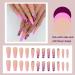 QINGGE Rhinestones Coffin Press on Nails - Pink Flower Design | Long Fake Nails for Women | Matte Stick on Nails - Buy Online on GoSupps.com