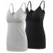 MANCI Nursing Top Tank Cami Women's Cotton Maternity Pajama Tops Sleep Bra for Breastfeeding S Black+gray