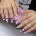 French Tip Press on Nails Halloween Fake Nails Pink False Nails with Spider Web Skull Bat Puppet Designs Full Cover Matte Stick on Nails Cute Glue on Nails for Women Girls Halloween Nail Decoration Halloween4