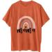 Mama Rainbow Print T Shirt for Women - Funny Letter Graphic Tee - Plus Size Summer Casual Blouse - D-Orange Large - Buy Online on GoSupps.com