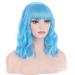 Beron 14 Inch Blue Curly Wig for Women - Charming Sky Blue Synthetic Wig with Ponytail & Cap - Perfect for Girls - Buy Online on GoSupps.com