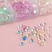 Frosted Aurora Imitation Pearl Mermaid Bubble Beads - 2022 New Candy Color Glass Beads for Nail Art DIY - 3mm Semi-Circular Flat Bottom Beads - 6-Grid Box - Buy Online on GoSupps.com