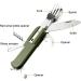 7-in-1 Stainless Steel Camping Utensil Set - Folding Tableware for Backpacking, Picnics, and Camping - Includes Fork, Knife, Spoon, Bottle Opener - Green - Buy Online on GoSupps.com