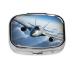 Flying Airplane Printing 2 Compartment Small Pill Case Cute Small Pill Box Purse Pill Boxs Travel Pill Organizer for Pocket Purse and Travel Gifts